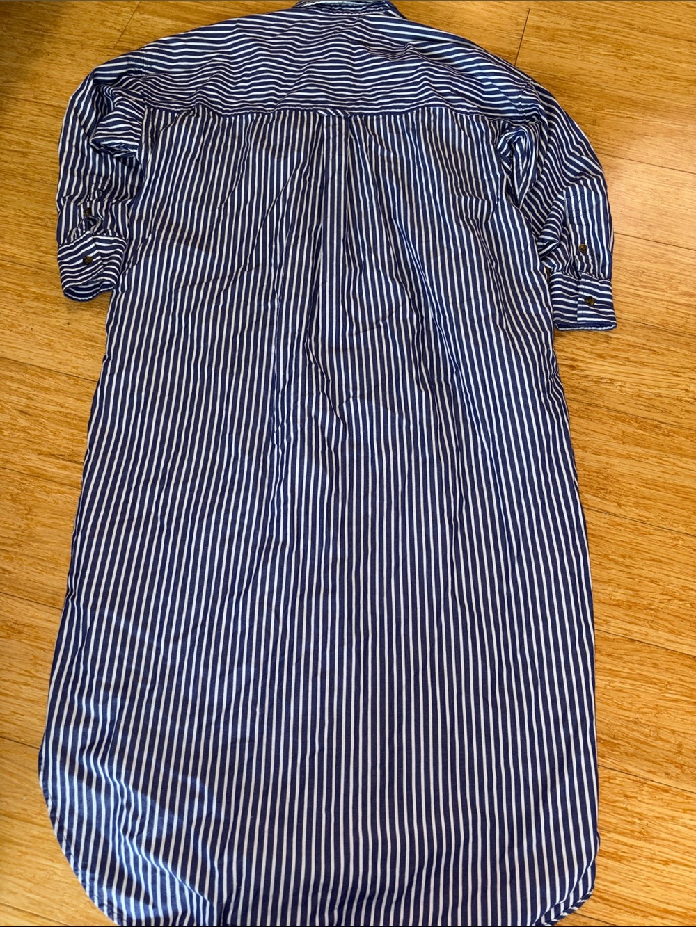 MAMÈNE Navy Blue Striped Phoebe Cotton Poplin Shirt Dress Size 0 preppy classic - Picture 7 of 10